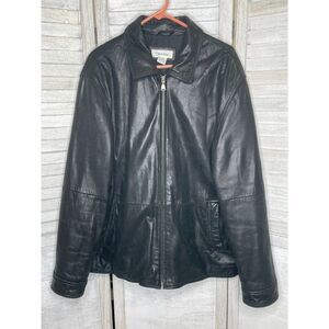 Vintage Calvin Klein Men's Leather Jacket Black Size XL